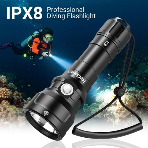 Miniatura 7 de Linterna de buceo de 873 pies de profundidad, linterna submarina para seguridad de buceo, luz de buceo, recargable IPX8 impermeable, 3 modos