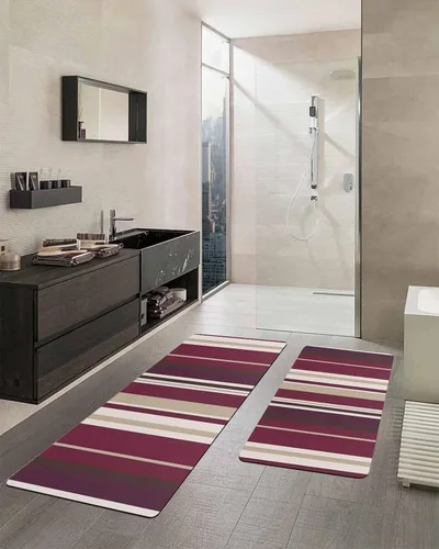 Miniatura 2 de Tapete de baño con rayas rojas y amarillas, antideslizante, de secado rápido y absorbente, de tierra de diatomeas, para fregadero de cocina