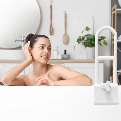 Miniatura 7 de Barandilla de seguridad para bañera, barra de agarre para bañera blanca, barra de agarre ajustable para ducha y baño, barra de agarre para baño