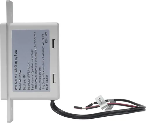 Miniatura 4 de Soporte de pared con 4 puertos USB de carga 12-16V DC apto para placas de pared estándar, color blanco