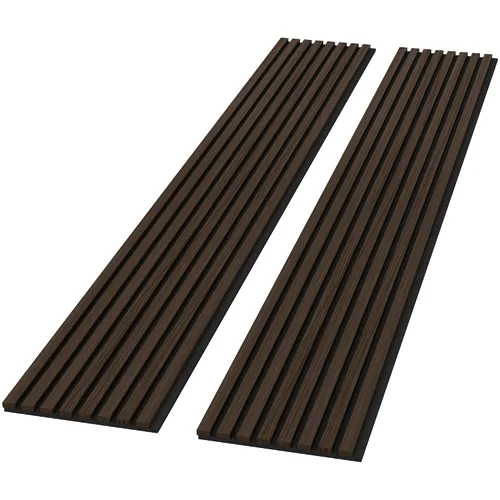 Paneles de madera acústica, paquete de 2 unidades de 94.49 x 12.6 pies, decoración de pared insonorizada (nogal ahumado)
