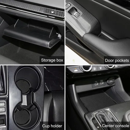 Miniatura 2 de Accesorios para Honda Civic 2022 2023 2024 2025 2026 11ª Generación Sedán Inserto de Portavasos Forro de Consola Central Alfombrillas de Ranuras