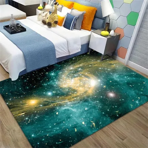 Miniatura 26 de Alfombra de espacio exterior para habitación de niños, 3 x 5 pies, alfombra Galaxy para dormitorio de niños, suave, antideslizante, sistema solar