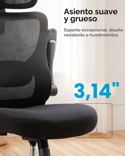 Miniatura 6 de HUANUO Silla de oficina ergonómica, silla de escritorio de computadora con respaldo alto con soporte lumbar ajustable y reposacabezas, cómoda silla