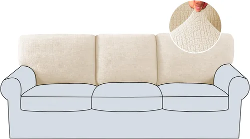 Miniatura 11 de H.Versailtex 2025 Fundas de sofá Jacquard para sofá de 3 cojines, 1 pieza de fundas elásticas para sofá, protector de muebles antideslizante, suave