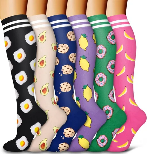 Miniatura 27 de Bluemaple Paquete de 6 calcetines de compresión de cobre para mujeres y hombres, el mejor apoyo para médicos, correr, enfermería, atletismo