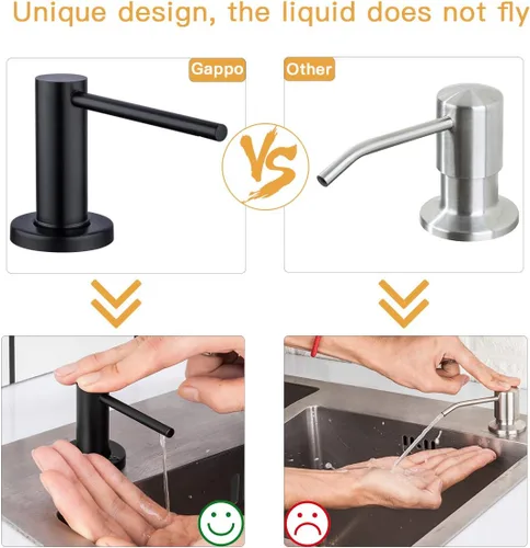 Miniatura 6 de Gappo Dispensador de jabón para fregadero de cocina, bomba de encimera de acero inoxidable dispensador de jabón integrado con tubo de extensión