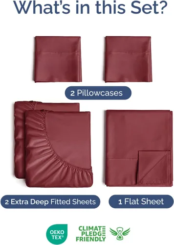 Miniatura 2 de Sábanas King divididas con bolsillos extra profundos, sábanas transpirables y refrescantes de 5 piezas, sábanas de lujo para hotel, suaves, sin 25