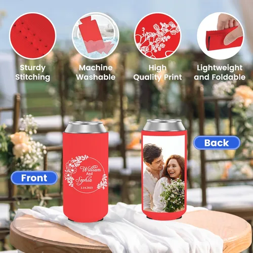 Miniatura 4 de Enfriadores de latas delgadas personalizadas para cerveza delgada de 12 onzas y refrescos duros, soporte para enfriadores de latas de neopreno