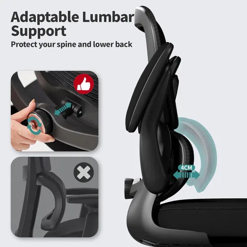 Miniatura 3 de TRALT Silla de oficina – Silla de escritorio ergonómica con soporte lumbar ajustable, silla de computadora de malla, sillas ejecutivas para oficina