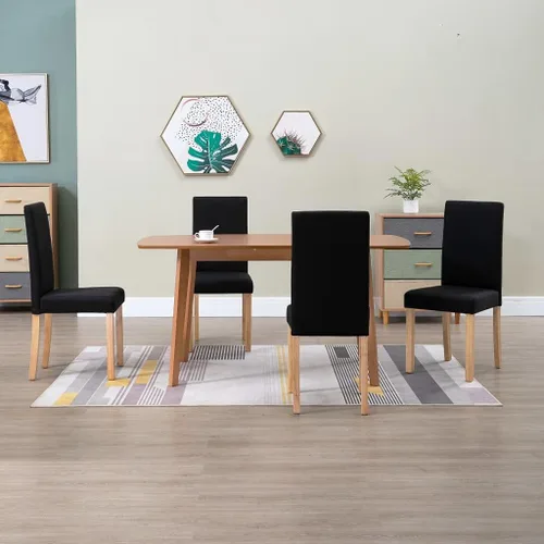 Miniatura 26 de Modern Dining Chairs Set of 2 Black Fabric Upholstered with Rubber Wood Frame for Kitchen Dining Room Farmhouse Decor
