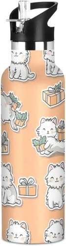 Miniatura 21 de Art Exotic Shorthair Cats Pink Double Wall Vacuum Insulated Bottles Water Bottles With Straws Leak-proof BPA-Free Leak Proof for Gym Sports