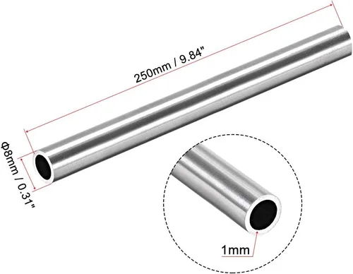 Miniatura 2 de uxcell Tubo redondo de acero inoxidable 304 0.315 in OD 0.039 in espesor de pared 9.843 in de longitud Tubo recto sin costura 2 piezas