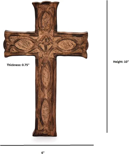 Miniatura 6 de NIRMAN Cruz de Pared de Madera Hecha a Mano para Iglesia y Hogar