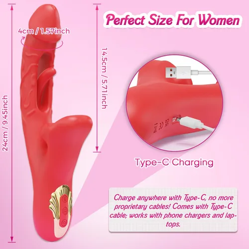 Miniatura 6 de Juguetes para adultos, vibrador sexual – Vibrador de lengua rosa juguete sexual con 9 aletas y 9 lamidas y 9 vibraciones para punto G y clítoris