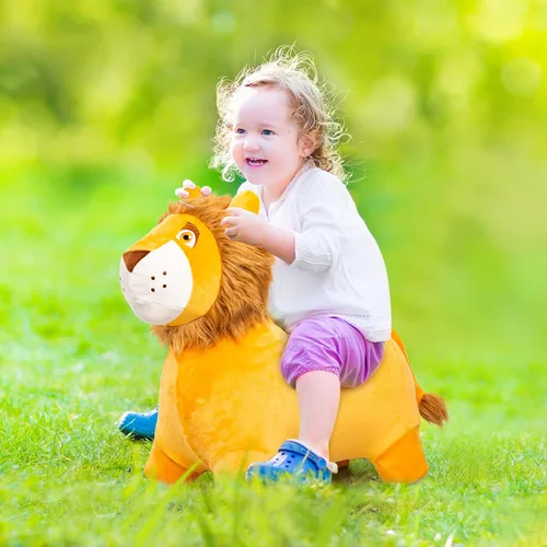 Miniatura 7 de ZOOJOY juguete de león saltarín para niños, caballo de felpa para rebotar para niños pequeños, juguete de caballo saltarín para actividades