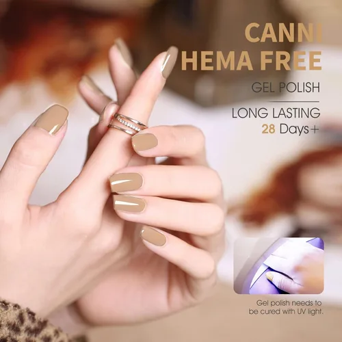 Miniatura 3 de CANNI Juego de esmaltes de uñas de gel marrón sin hema, 6 colores de 0.3 onzas líquidas, kit de esmalte de gel de color marrón claro, azul nude, kit