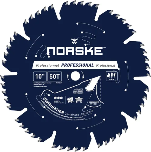 Miniatura 8 de Norske Herramientas NCSBS417 8-1/4 pulgadas 40T Socktooth Circular Acabado Hoja de Sierra 5/8 pulgadas Diámetro con Corte Láser Diamante Knockout