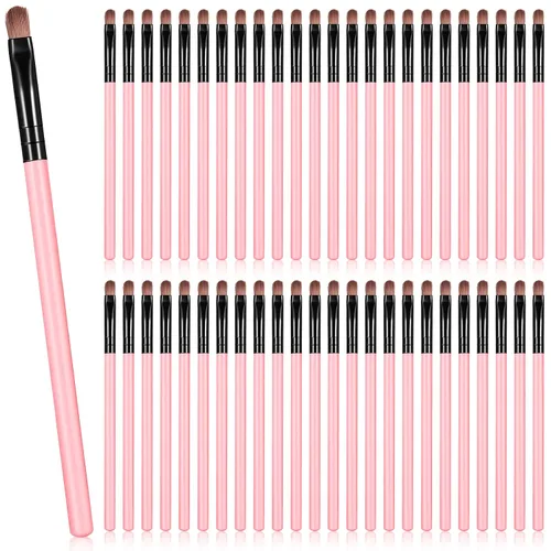 Miniatura 8 de Patelai 48 brochas de maquillaje planas, pinceles para corrector de labios planos, pequeños cepillos portátiles para cejas, corrector de cejas Negro