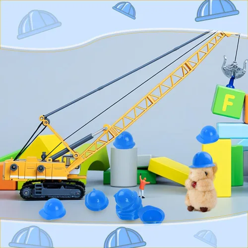 Miniatura 6 de Miniature Construction Hat 25Pcs, Mini Construction Doll Hats Plastic Miniature Bottle Topper Hats for Party