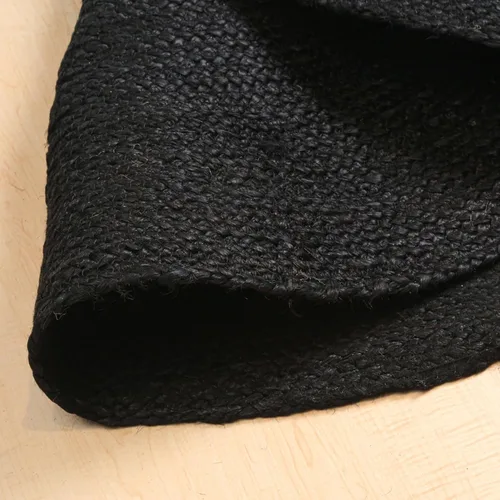Miniatura 3 de Alfombra de Yute Trenzada Tejida a Mano - 4' Redonda - Alfombras de Estilo Granja Reversibles Negras para Sala de Estar, Dormitorio, Comedor, Cocina