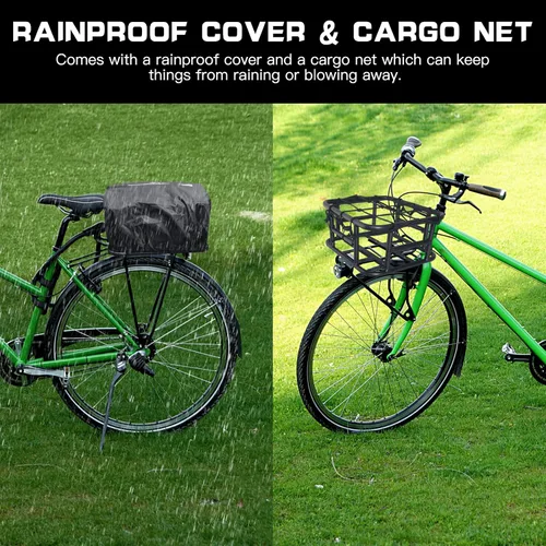Miniatura 7 de RAYMACE Cesta trasera para bicicleta con red de carga y forro Cesta grande para bicicleta, montaje perfecto para bicicleta eléctrica
