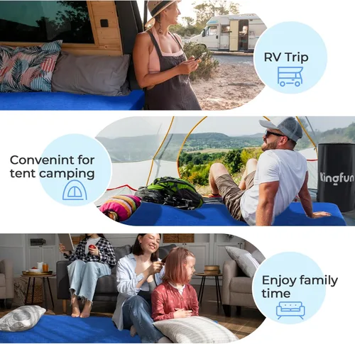 Miniatura 7 de Kingfun Colchón de espuma viscoelástica CertiPUR-US de 3 pulgadas, impermeable, enrollable, tapete grueso para dormir para tienda de campaña