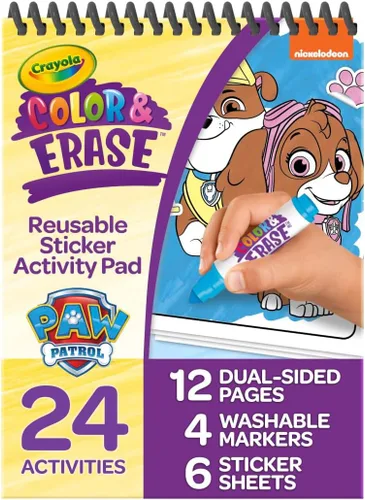 Crayola PAW Patrol Hoja de Actividad con Pegatinas, 12 Páginas para Colorear de PAW Patrol, Más de 100 Pegatinas, Actividad para Viajar, Juguetes de