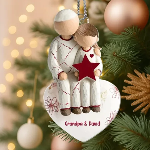 Miniatura 10 de Abuela y Nieto Moon Loves - Adornos Acrílicos Personalizados de 1 Capa - Te Amo Hasta la Luna y de Vuelta - Adorno Adornos Navideños 2025