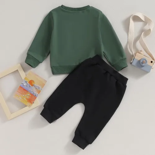Miniatura 3 de fhutpw Ropa para bebé niño otoño 6, 12, 18, 24 meses, fútbol de manga larga, conjuntos de tops y pantalones para niños pequeños