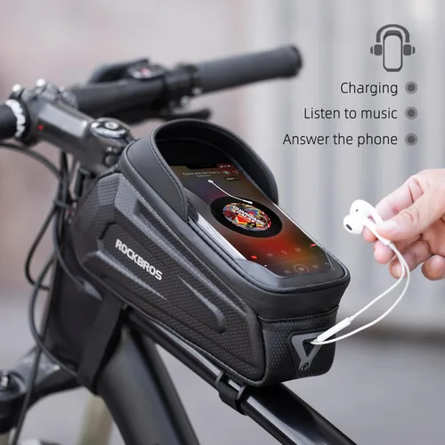 Miniatura 5 de ROCKBROS - Estuche para bicicleta, para parte frontal del marco, impermeable, funda rígida para celular, compatible con iPhone 11/12 Pro XR XS Max 7