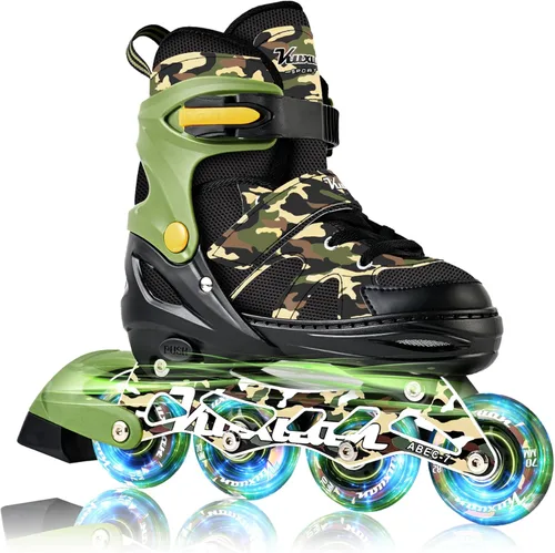 Miniatura 10 de Kuxuan Patines en línea ajustables para niños con ruedas iluminadas, divertidos patines iluminadores para niños, niñas y jóvenes