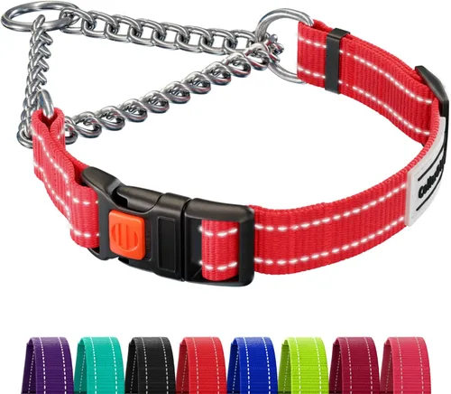 Miniatura 15 de CollarDirect Martingale - Collar para perro con cadena de acero inoxidable y hebilla de liberación rápida, collar reflectante para perros grandes