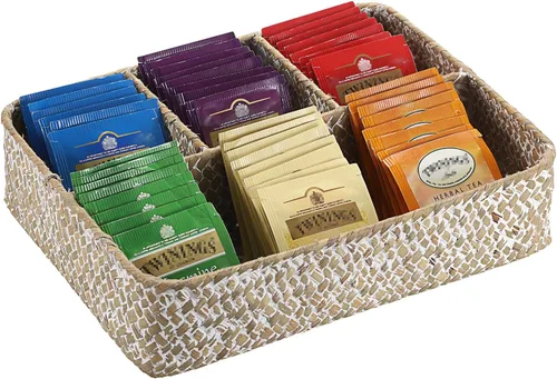 Miniatura 10 de ELLDOO Bandeja organizadora de bolsas de té, soporte para paquetes de azúcar, almacenamiento de cápsulas de café, organizador de condimentos, cesta