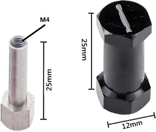 Miniatura 4 de ShareGoo - 4 unidades de cubo hexagonal de aluminio de 0.47 pulgadas (0.472 in), extensión de desplazamiento de 0.984 in, adaptador de acoplador