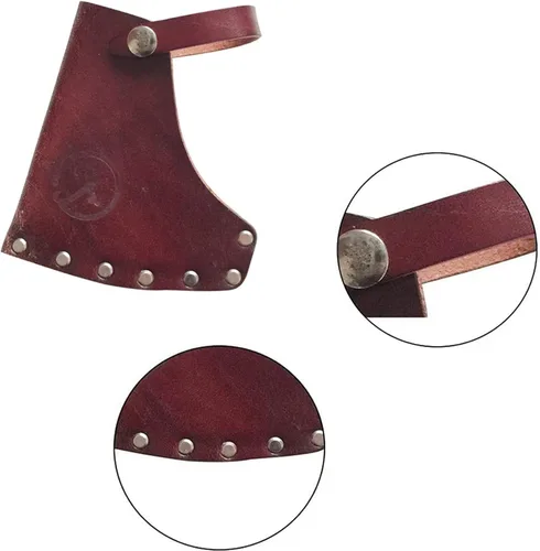 Miniatura 5 de Funda protectora de piel con hacha de hacha con broches seguros, protector de hacha de campamento resistente para senderismo al aire libre, Marrón