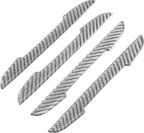 4 piezas de protector de borde de puerta universal de fibra de carbono real con textura tejida de sarga de 2 mm, protector antiarañazos para pintar,