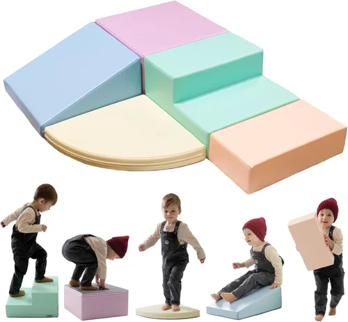 IGLU Soft Play Montessori - Bloques de espuma grandes en colores pastel para gatear para bebés y juguetes de escalada en interiores para niños