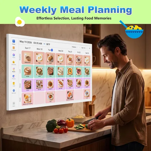 Miniatura 7 de Calendario digital de 32 pulgadas, para horarios familiares, pantalla interactiva, marco de fotos electrónico de calendario, recompensas