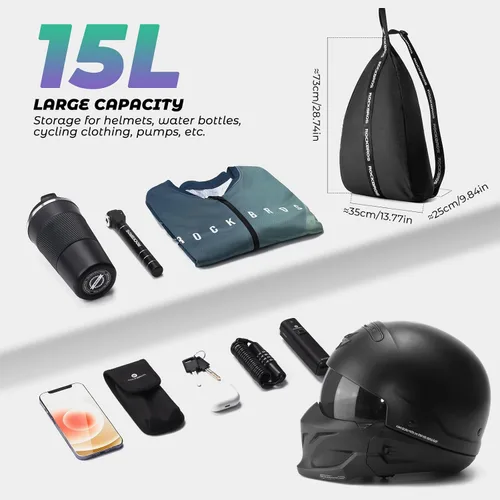 Miniatura 3 de ROCKBROS Mochila para casco de motocicleta, impermeable, ligera, mochila reflectante de gran capacidad para motocicleta, ATV, motocross, color negro