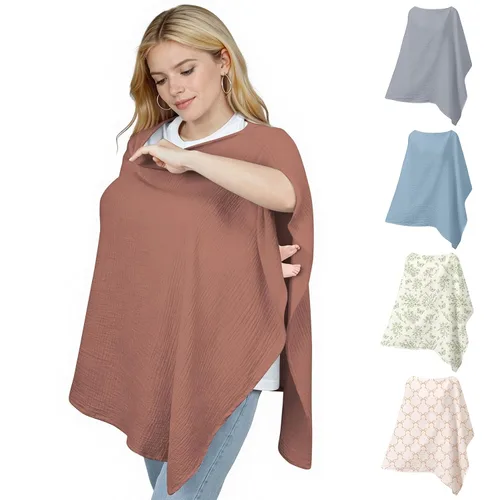 Miniatura 11 de Muslin Cobertura de Lactancia para Amamantar, Cobertura de Pecho de Algodón Suave y Transpirable para Mujeres, Cobertura de Lactancia con Total Verde