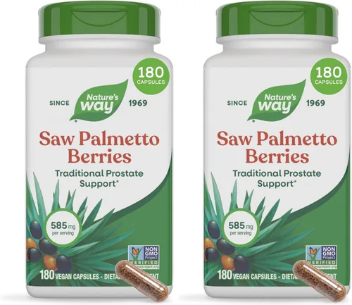 Miniatura 10 de Nature's Way Saw Palmetto Berries, apoyo tradicional de próstata, suplemento de hierbas para hombres, 585 mg por porción, proyecto verificado sin