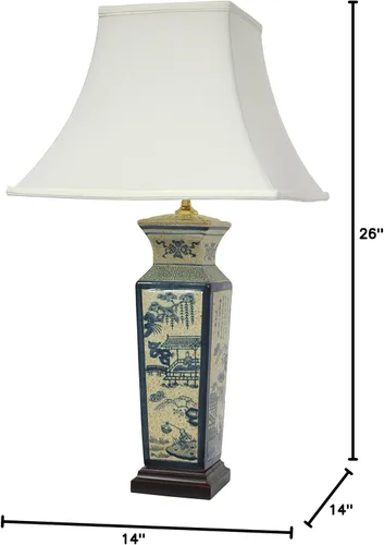 Miniatura 7 de Red Lantern Lámpara de porcelana de paisaje azul de 26