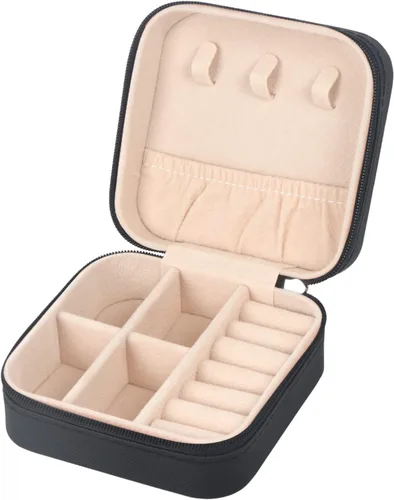 Joyero de viaje pequeño para joyería, organizador de joyas, estuche de almacenamiento portátil de piel sintética, mini estuche de viaje para niñas y