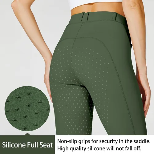 Miniatura 2 de Willit Pantalones de equitación para mujer con asiento completo, pantalones de silicona con bolsillo con cremallera
