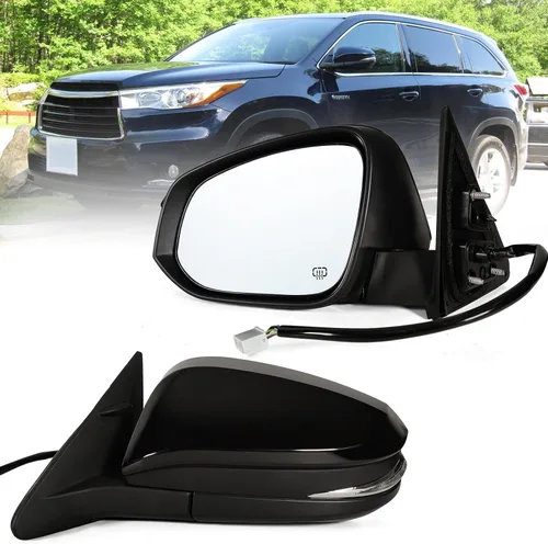 Miniatura 8 de Espejo lateral derecho del pasajero compatible con Toyota Highlander 2014-2019 con vidrio eléctrico, calefaccionado, señal de giro y plegado manual