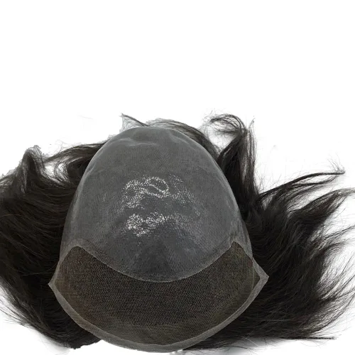 Miniatura 8 de Peluca de cabello humano europeo de repuesto para hombre, encaje suizo frontal, 0.003 in, piel fina, poliuretano, con bucle, 10 x 8 pulgadas