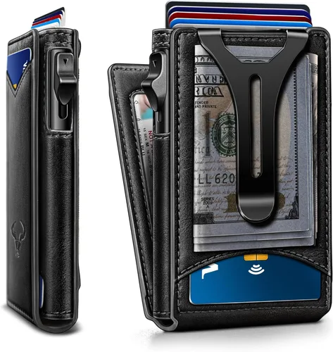 Miniatura 13 de Cartera BULLIANT para hombre, cartera con clip para billetes delgada para regalo para hombre, 9 tarjetas - Estuche de tarjeta de crédito de metal