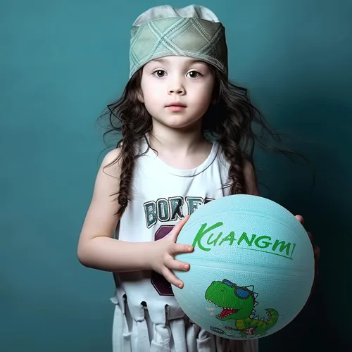 Miniatura 5 de Pelota de baloncesto de goma Kuangmi, tamaño 5 (27.5"), tamaño 4 (25.5"), hecha para juegos deportivos al aire libre y en interiores, parque, playa