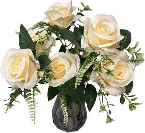 Miniatura 13 de Cabezales de rosas artificiales de 3.5 pulgadas, 20 unidades, rosas rosas claras de aspecto real para boda, decoración del hogar, manualidades, Rosa
